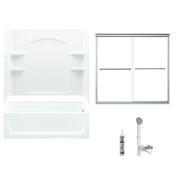 Sterling Ensemble 60-in x 32-in Bath and Shower Kit, Chrome with Clear Glass
