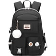 thumbnail image 1 of Mochila Hey Yoo para niñas, mochila escolar de nailon negra, 1 of 9