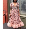 thumbnail image 1 of Sexy Maxi vestido con fresas mujer fiesta Vintage mujer vestidos de noche Deep V Puff, 1 of 5