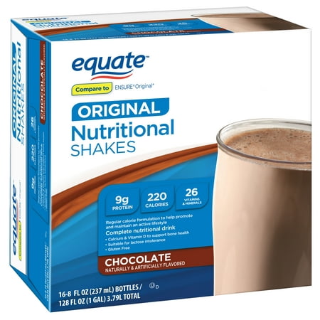 Equate Chocolate Nutritional Shake, 8 Oz, 16 Ct