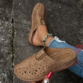 thumbnail image 6 of Dakaela Closed Toe Clogs for Women Comfortable Low Wedge Slip on Mules Summer Casual Walking Platform Slides Hollow Flower Dressy Shoes Size 6-10 Khaki, 6 of 9