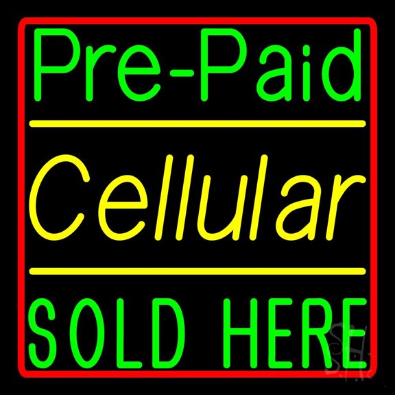 Pre Paid Cellular Sold Here 1 LED Neon Sign 16 x 16 - inches, Clear Edge Cut Acrylic Backing, with Dimmer - Bright and Premium built indoor LED Neon Sign for Computer & Electronics store decor.