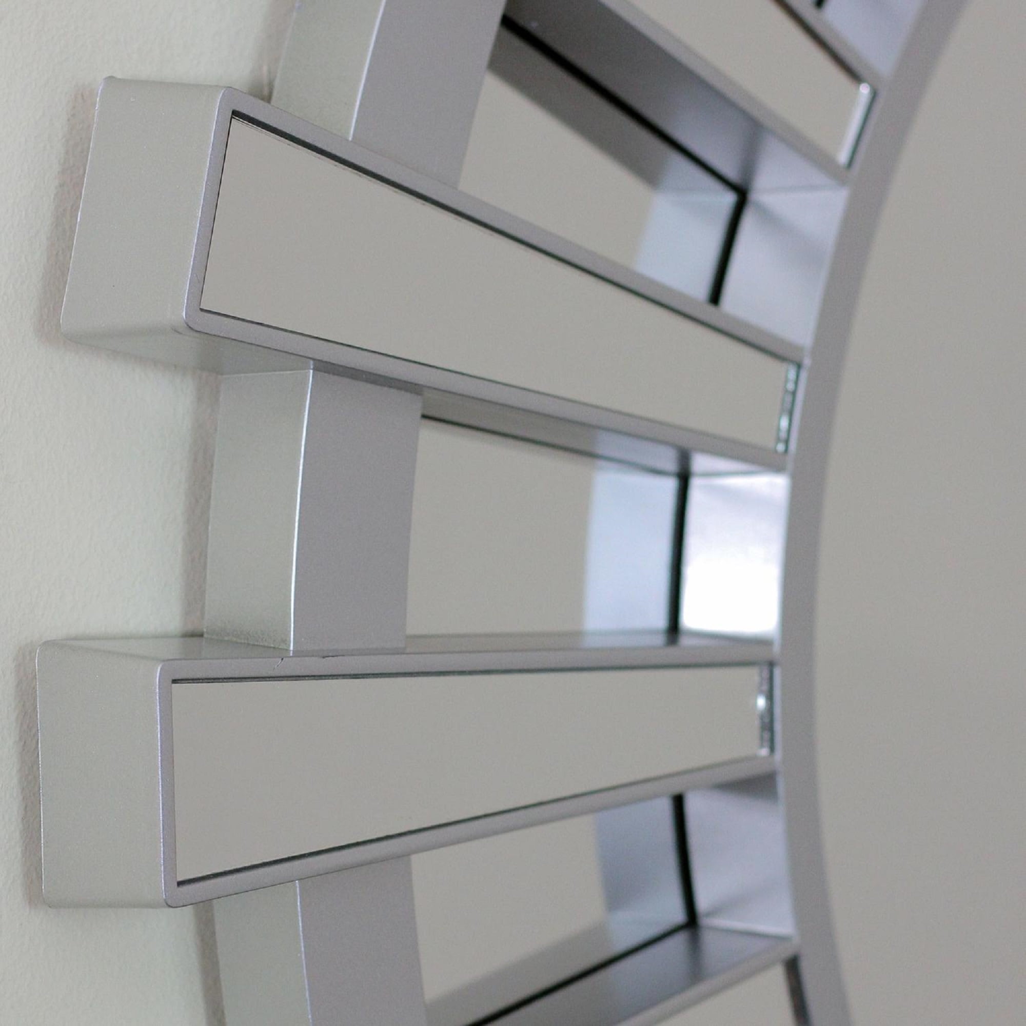 Northlight 25.5" Matte Silver Sunburst Round Wall Mirror