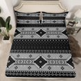 thumbnail image 2 of Feelyou Bohemian Triangle Print Full Size Sheets, Black Grey Hippie Aztec Bed Sheets, Teens Adult Women Men Sheet Sets, Breathable Home Decor, 4pcs, 2 of 7
