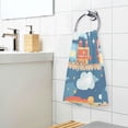 thumbnail image 3 of Yayeee 2 Pack Hand Towels for Bathroom 100% Cotton 16" x 28" Soft Absorbent Kitchen Towel, Blue Cute Train Pattern, 3 of 7