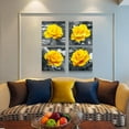 thumbnail image 4 of Canvas Wall Art For Living Room Family Wall Decor For Bedroom Modern Kitchen Wall Decorations Black And White Wall Pictures Artwork Yellow Rose Flowers Canvas Art Prints Bathroom Home Decor 4 Piece, 4 of 6