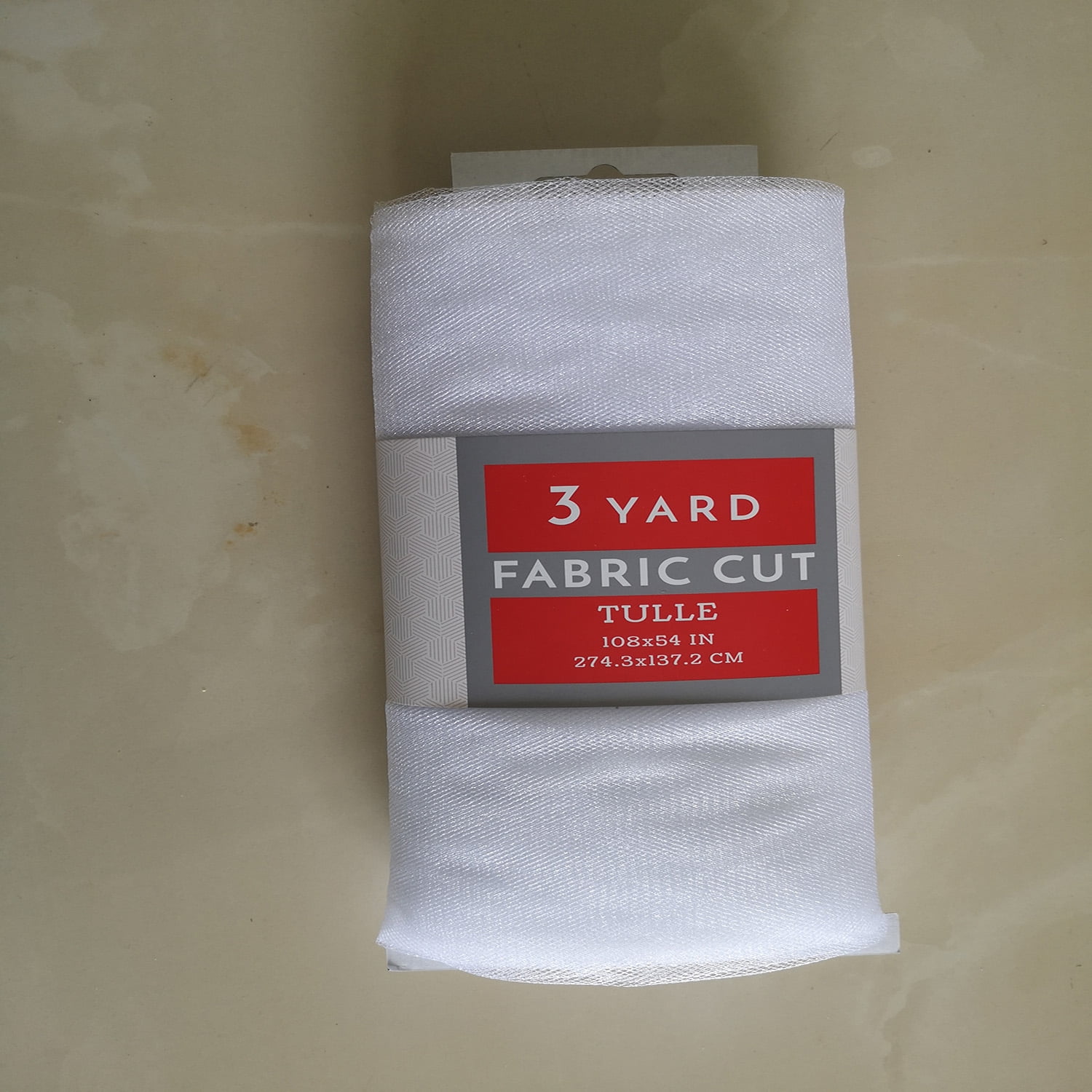 Fc 54'*3yd sparkle precut tull fabric white,100% nylon