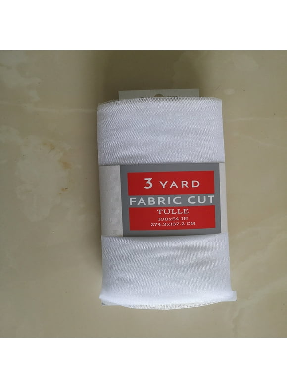Fc 54"*3yd sparkle precut tull fabric white,100% nylon