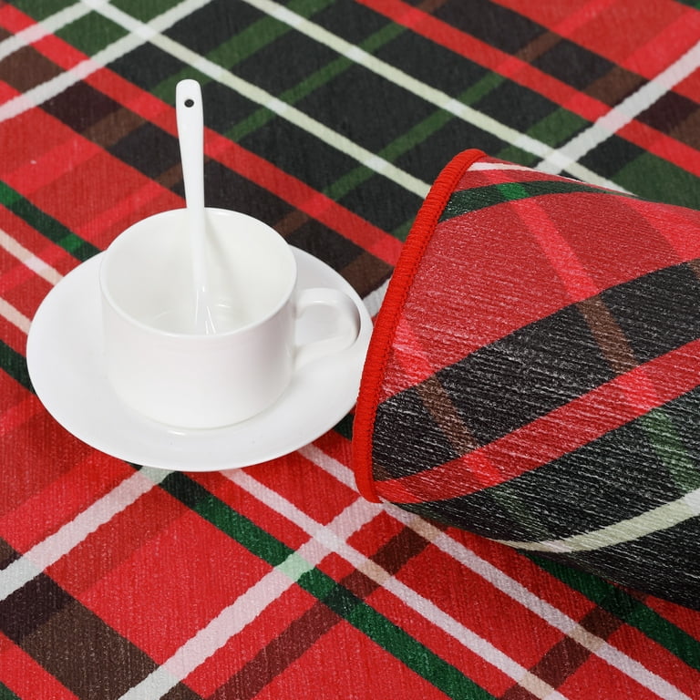 Red and Green Plaid Christmas Scatter Rug