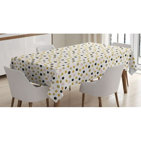 

Abstract Tablecloth Modern Circles Party Themed Polka Dots in Brushstroke Style Rounds Rectangle Satin Table Cover for Dining Room and Kitchen 52 X 70 Pale Coffee Rose and Black by Ambesonne