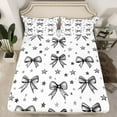 thumbnail image 2 of Castle Fairy Black Ribbon Bow-Tie 4-Piece Full Size Sheets for Kids Girls Women,Kawaii Stars Print Bed Sheets,Dreamy Princess Lightweight Sheet Sets,Super Cozy Room Decor, 2 of 7