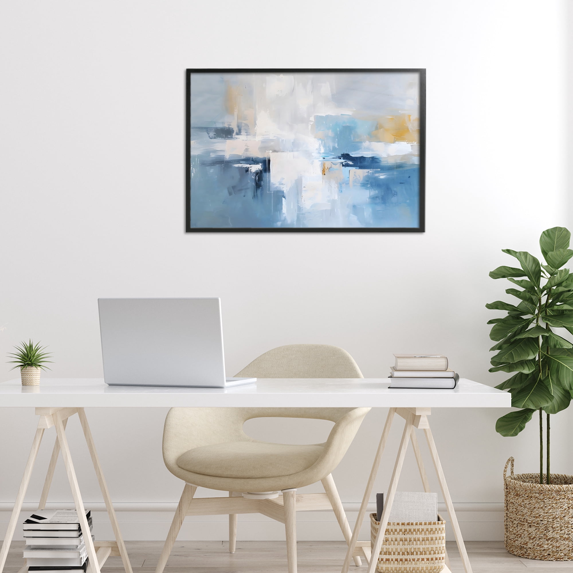 Stupell Industries Blue Sea Mist Horizon Black Framed Giclee Art, design by Creative Studio