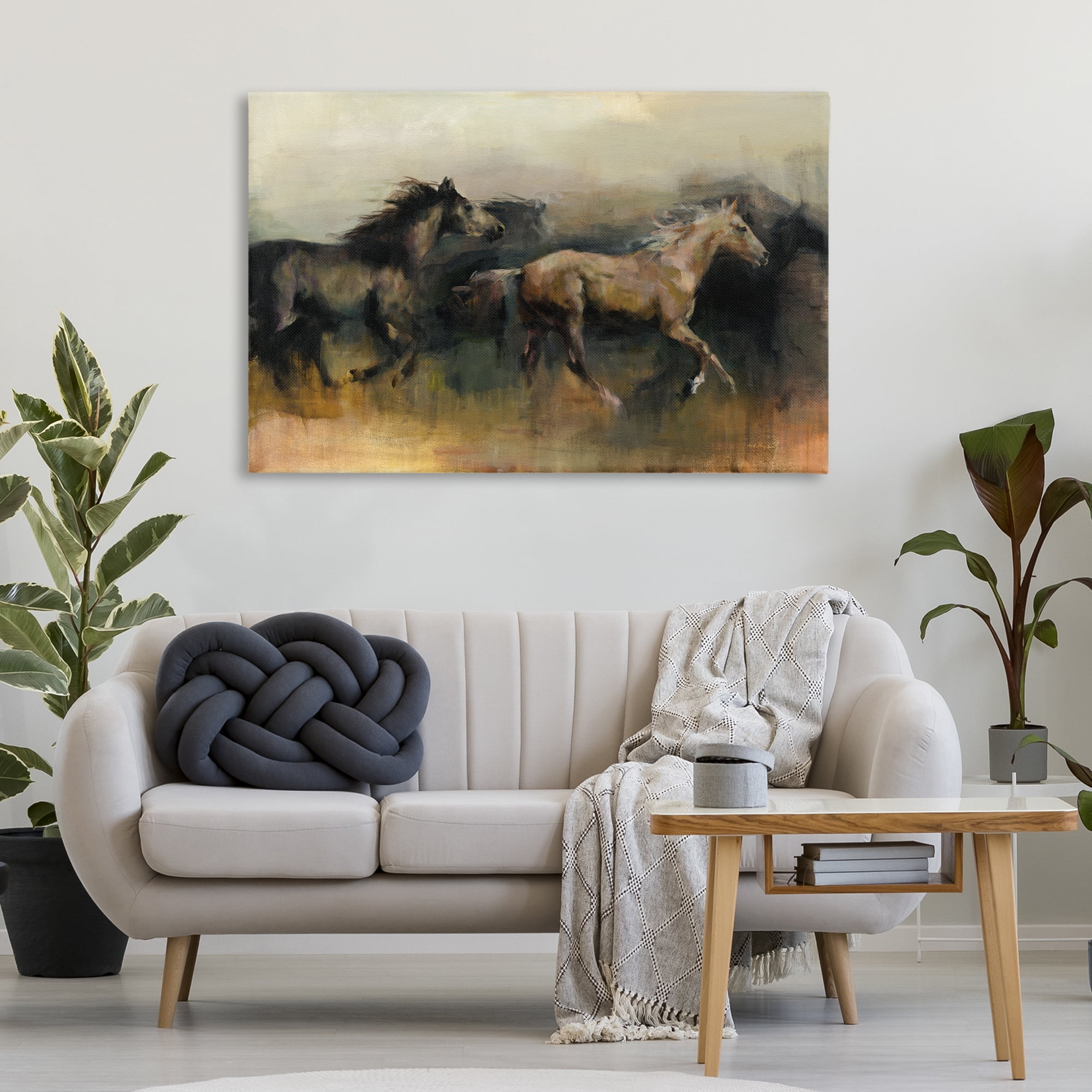 Stupell Industries Roaming The West Horses Animals Painting Wrapped Canvas Art Print Wall Art, 45 x 30