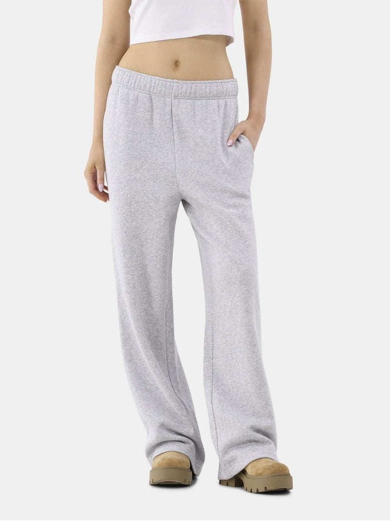 パンツ NOT UGLY Striped gray scimitar trousers No Boundaries Women's Wide Leg Fleece Pants 30 Inch Inseam Pull-On