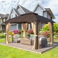 thumbnail image 4 of EROMMY  10' x 13' Gazebo, Hardtop Gazebo with Arc Galvanized Steel Double Roof, Aluminum Frame, Curtain and Netting for Patios, Decks and Backyard, 4 of 9