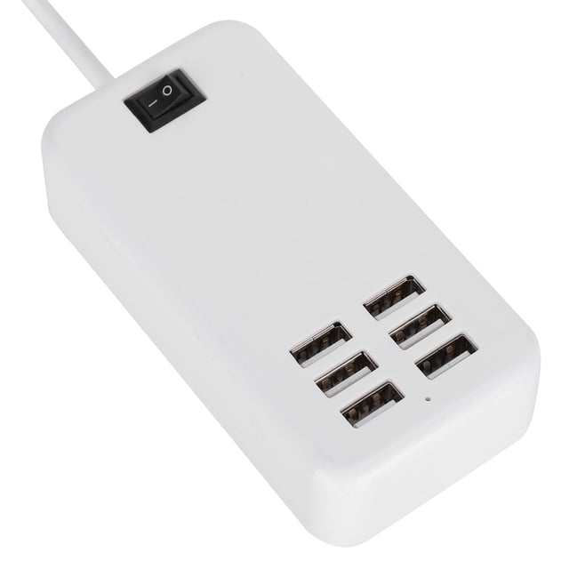 Adaptador de cargador de escritorio con 6 puertos, 30 W, USB, estación de carga rápida, enchufe de EE. UU. de 100 a 240 V