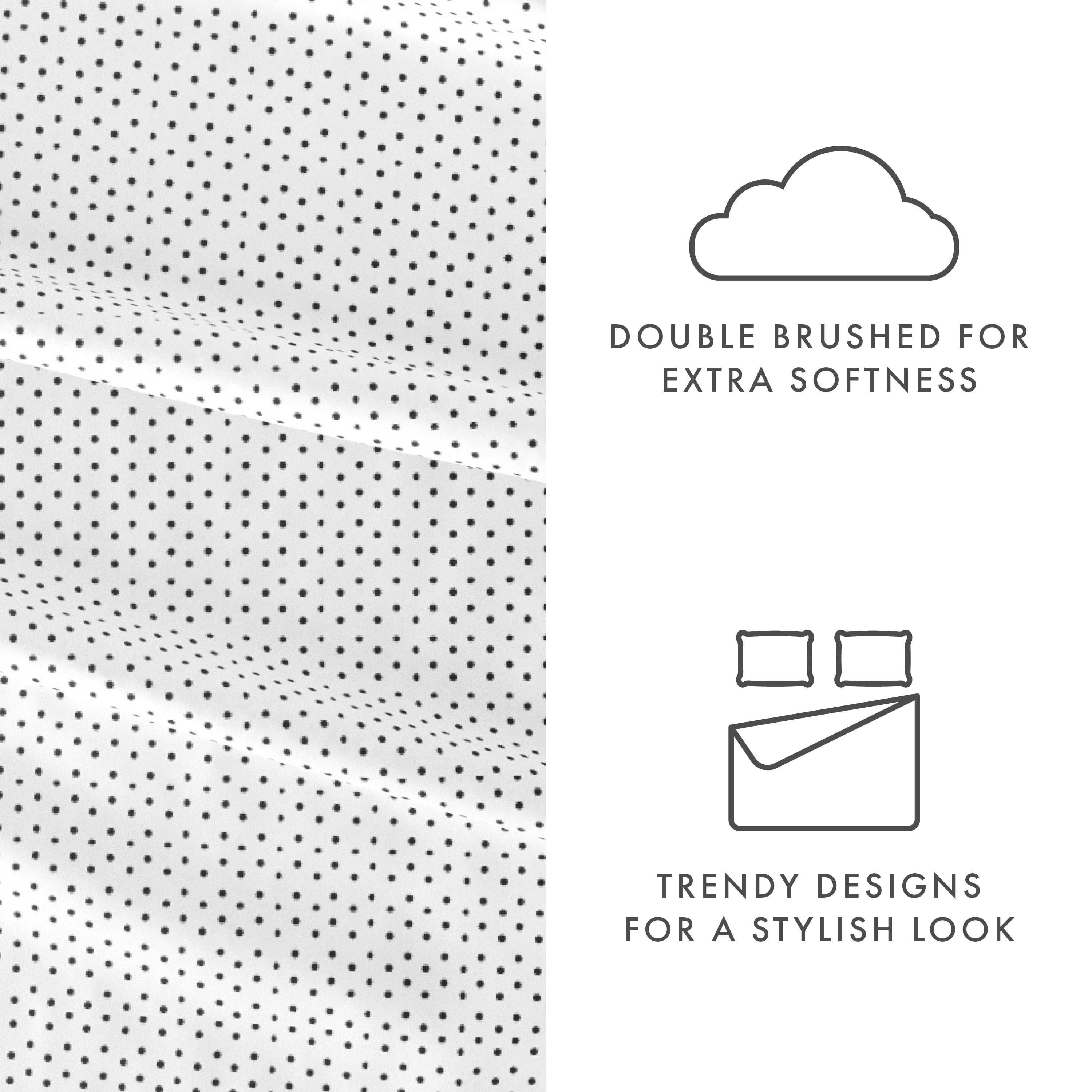 Noble Linens 4 Piece Pattern Microfiber Bed Sheets Set, Gray Stippled, Twin