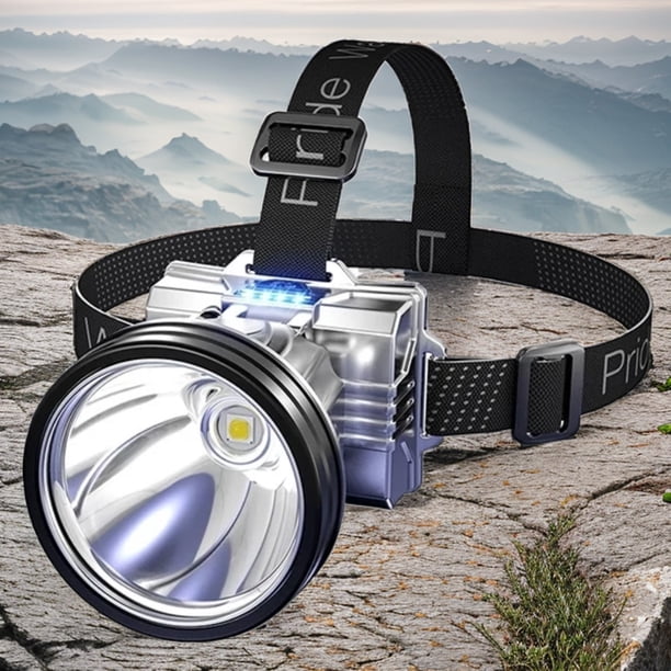 Linterna frontal LED recargable para acampar, ciclismo, pesca (blanco)