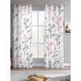 thumbnail image 2 of Pink Grey Botanical Sheer Curtains 63 Inch Length 2 Panels Set for Living Room/Bedroom, Watercolor Spring Floral Summer Leaf Kitchen Curtains Grommet Semi-Sheer Curtains Window Treatments 42"x63"x2, 2 of 7