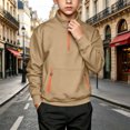 thumbnail image 4 of Cethrio Boys Half Zip Sweatshirts, Long Sleeve Pullover Fleece Lined Casual Fall Tops with Pockets Khaki Size 9-10 T, 4 of 7