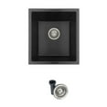 thumbnail image 1 of Stylish Dual Mount 16" Black Composite Granite Single Bowl Kitchen Sink with Strainer S-816N, 1 of 7