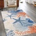 thumbnail image 3 of Summer Ocean Washable Area Rugs 4'x6', Vintage Nautical Sea Orange Blue Starfish Corals Seashell Low Pile Throw Living Room Rug Non-Slip Sturdy Edge Binding Carpet for Indoor Entryway Bedside Kitchen, 3 of 9