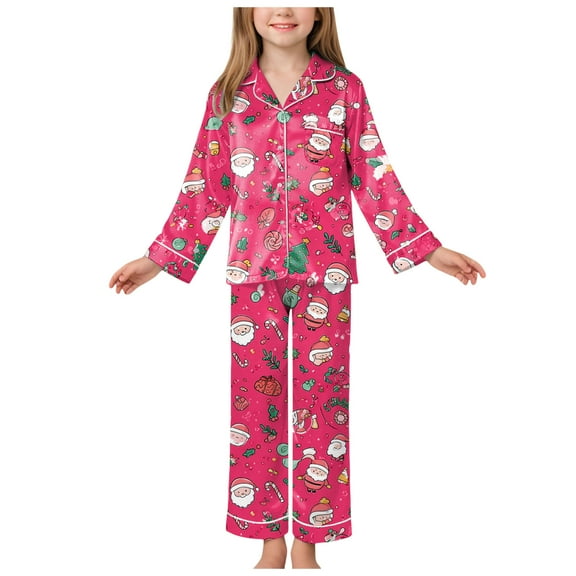 Gubotare Kids Christmas Pajamas Kids Pajama Set,Snug Fit Pjs with Soft Wool Blend, All-Season Comfort Size 13-14 (Hot Pink,13-14 Years)