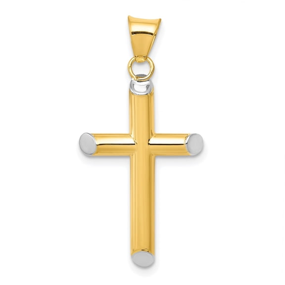 14k Yellow Gold Cross Pendant Charm, Polished Christian Religious Jewelry