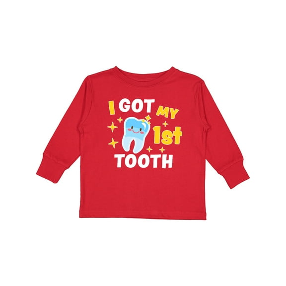 Inktastic I Got My 1st Tooth with Cute Tooth Baby Boys or Girls Long Sleeve Toddler T-Shirt