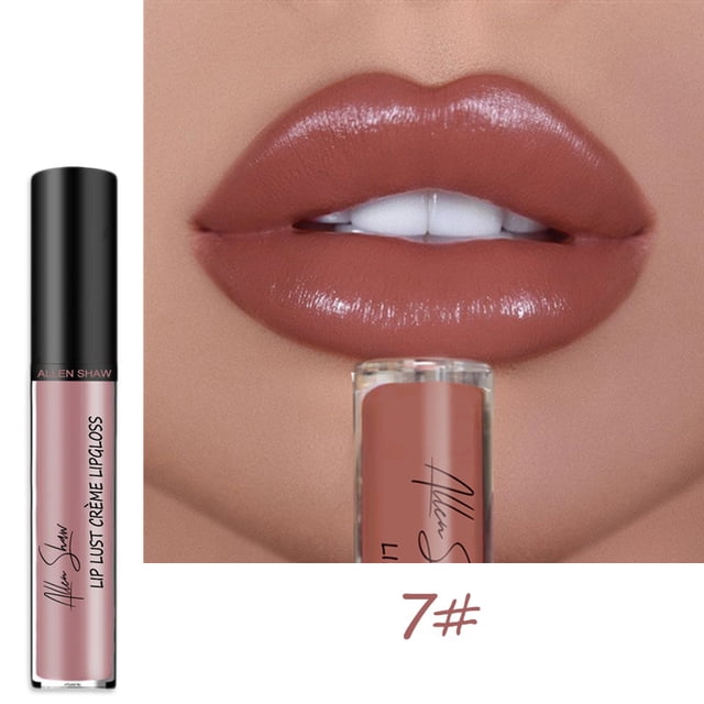 1 Pcs Brillant à Lèvres Imperméable, Rouge à Lèvres Texture Crème 12 Couleurs Imperméable, Allen Shaw Lip Lust Crème Brillant à Lèvres Imperméable Rouge à Lèvres Liquide Longue Tenue pour Femmes (7#)
