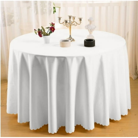 Wehilion Round Tablecloth 70 inch Stain and Water Resistant Table Cover for Kitchen Dining Room,Wedding Table Linens,White