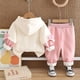 thumbnail image 2 of Conjunto de dos piezas de pantalón grueso de manga larga con capucha y forro polar para niños y niñas de otoño e invierno de 2024, 2 of 3