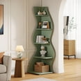 thumbnail image 4 of Tribesigns Wavy Corner Shelf, Modern 5-Tier Bookshelf Bookcase with Curvy Shape, Unique Plant Stand Display Rack for Living Room Small Space (Green), 4 of 8