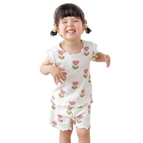 Girls Clothes Size 5, Toddler Boys Girls Short Sleeve Floral Prints Tops T Shirt Shorts Casual Outfits Girls Back To School Clothes