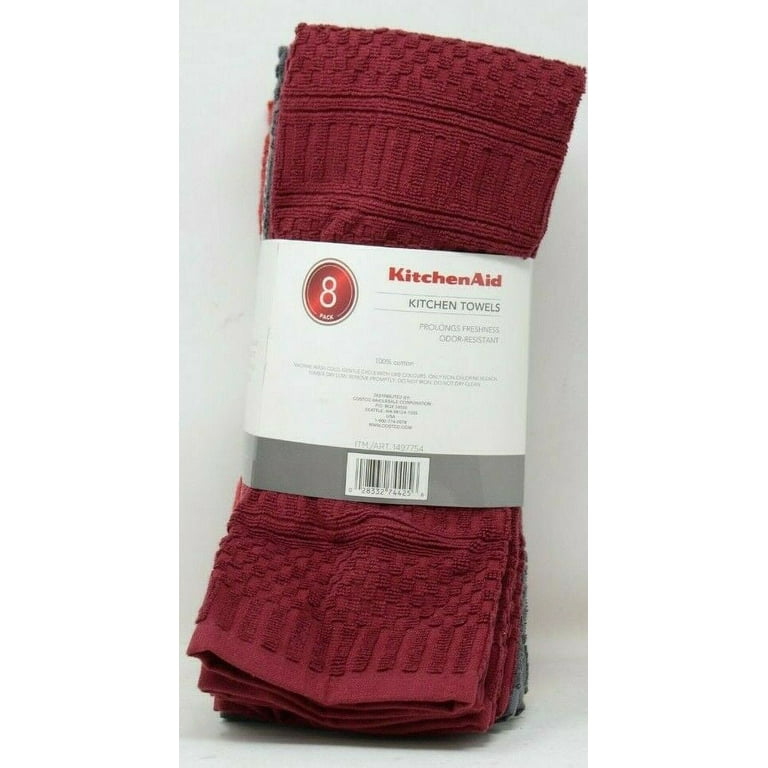 KitchenAid Antimicrobial treated Kitchen Towels, 8 Pack 17x28 Price:  29,000 100% Cotton Soft and absorbent, these towels are perfect…