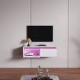 thumbnail image 6 of Hironpal Modern Floating TV Stand for 32 37 43 55 inch TV, TV Media Console for Living Room, Bedroom, Wall-Mounted Entertainment Center with 2 Flip-Down Cabinet Doors, LED Lights, White, 6 of 8