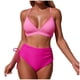 thumbnail image 2 of Traje de baño de 2 piezas para mujer, trajes de baño para mujer, bikini de moda de color liso con tirantes de flores, conjunto de dos piezas con abertura, traje de baño de nailon para mujer, 2 of 7