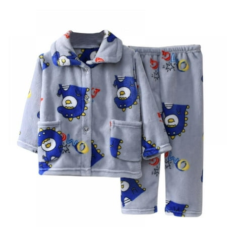 

BULLPIANO Kids Boys Girls Flannel Pajama Set Kids Button Down Pajama Flannel Sleepwear Soft Pajama Set