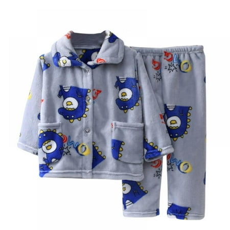 

Baozhu Kids Boys Girls Flannel Pajama Set Kids Button Down Pajama Flannel Sleepwear Soft Pajama Set