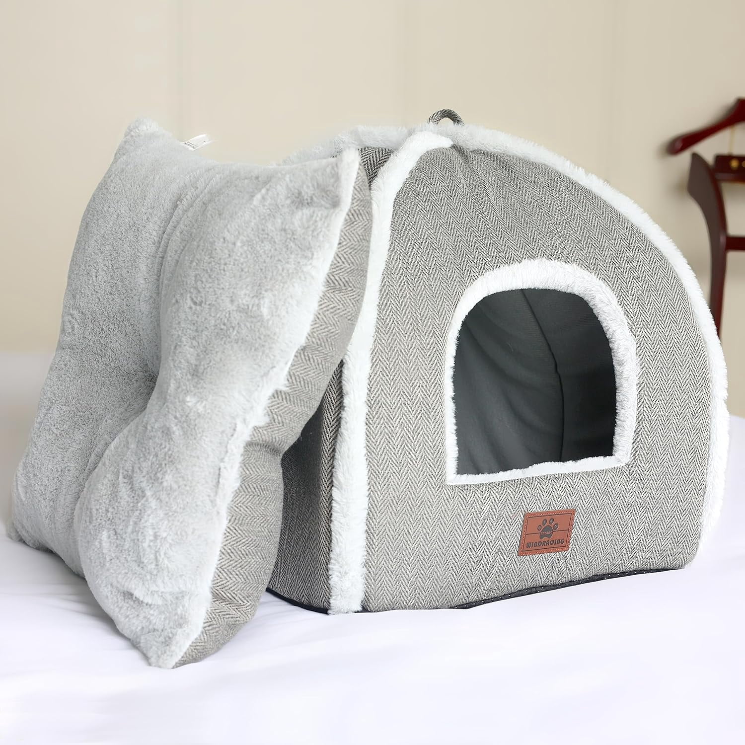 Cat Bed for Indoor Cats - Cat Cave Bed Cat House Cat Tent with Removable Washable Cushioned Pillow