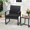 thumbnail image 6 of Melocadol 3 Piece Wicker Patio Bistro Set, Outdoor Rattan Set with Glass Top Coffee Table, Black Frame with Black Cushions, 6 of 8
