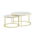 thumbnail image 2 of Posh Living Kero Round Marble Top Nesting Coffee Table in Gold, 2 of 7