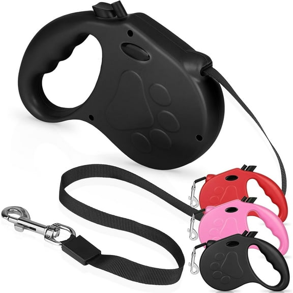 Mowis Retractable Dog Leash, 16ft Dog Walking Leash for Small Dogs up to 77lbs, Non-Slip Handle - Black