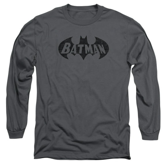 Batman Crackle Bat Long Sleeve Adult 18/1 T-Shirt Charcoal