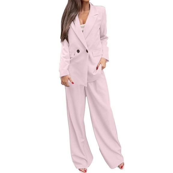 ShomPort Womens Blazer Suits 2 Piece Long Sleeve Button Blazer with Pants Set Casual Elegant Business Office Outfits