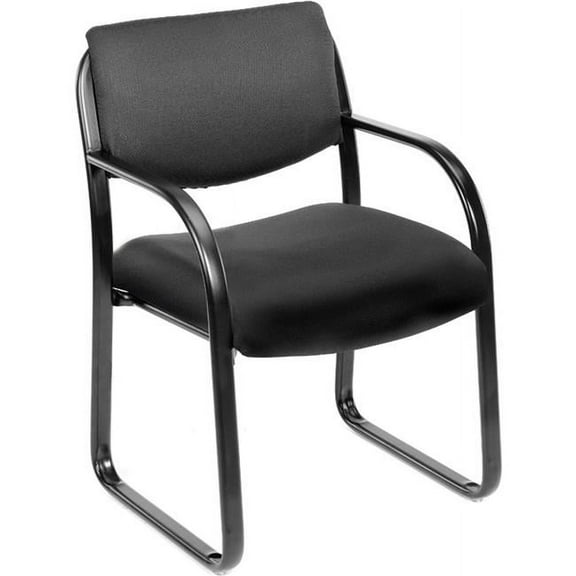 Reception Guest Chair with Arms & Fabric - Black