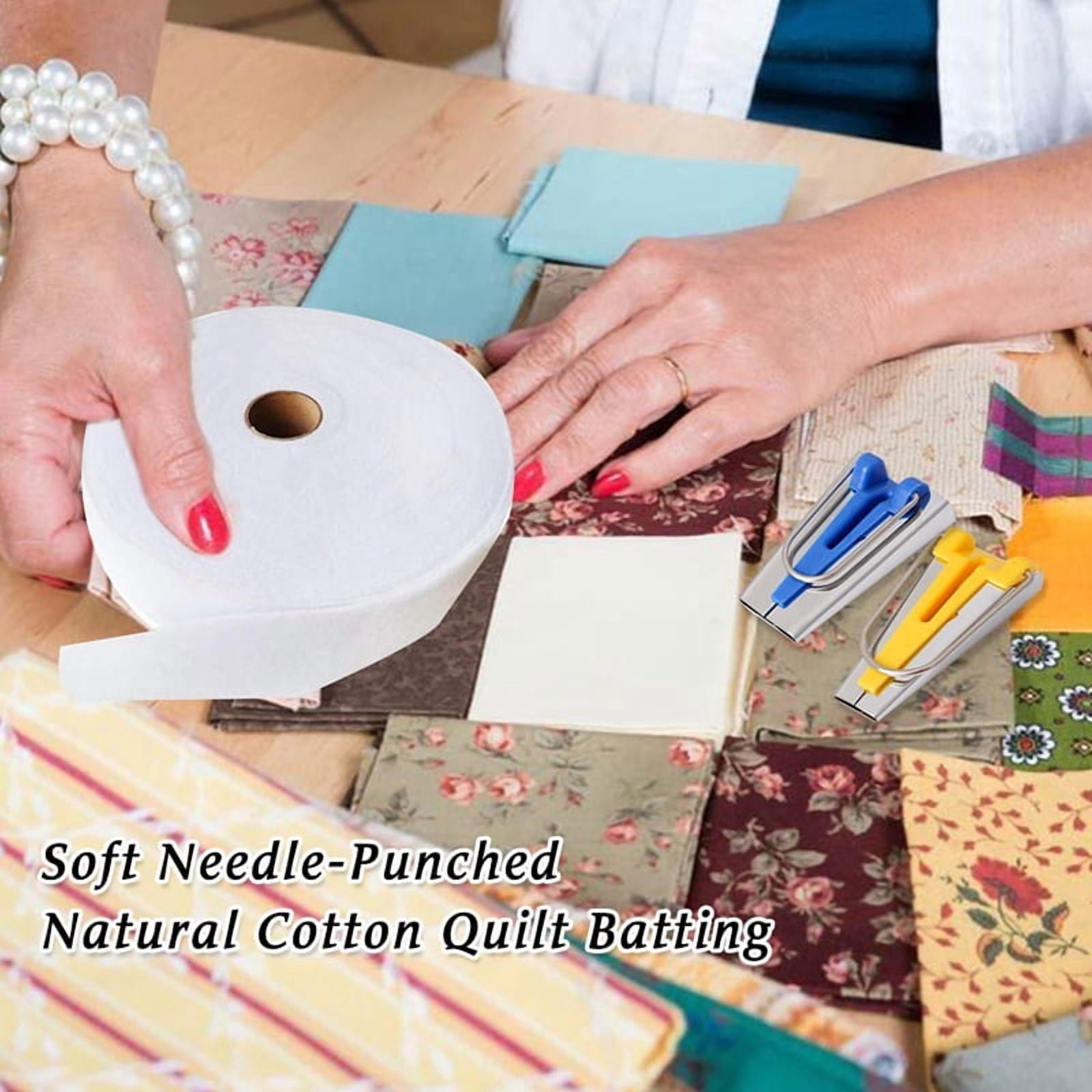 Batting Strip 2 1/4 Inchx50 Yard Cotton Blend Fleece BattingRoll for Needle Punched with 4 Fabric Tube Makers