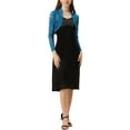 thumbnail image 2 of INSPIRE CHIC Women's Floral Lace Sheer Open Front Bolero Shrug Cropped Cardigan XL Blue, 2 of 6