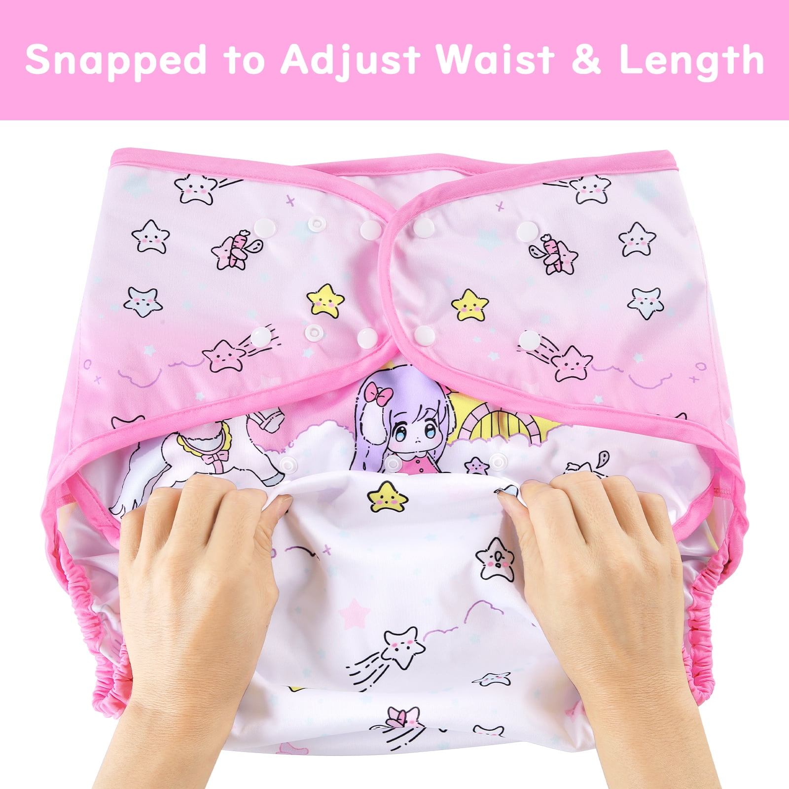 LittleForBig Washable Adjustable Reusable Waterproof Cloth Adult Diaper Wrap Cover - Fairy Littles in Dreamland M