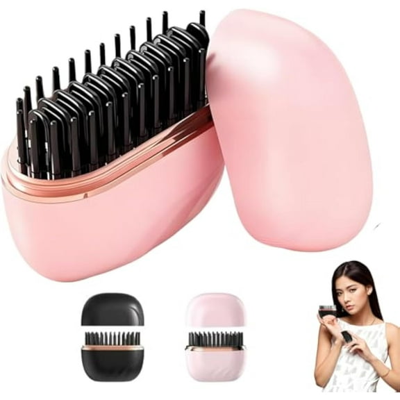 Mini Hair Straightener, 2-in-1 Mini Cordless Hair Straightener Comb, 3-Speed Temperature Control, Anti Scald Shell, Lightweight and Portable